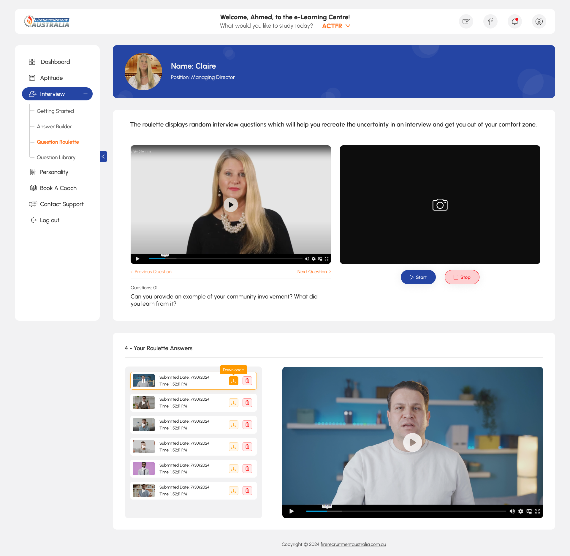 Take realistic mock interviews and download past interview records to improve. — preview 5